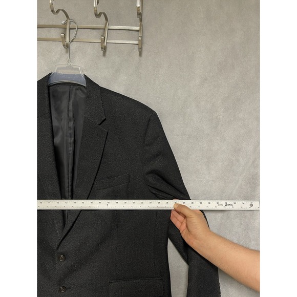 Chaps Blazer Men 50R Black Gray 2B Winter Flannel Birds Eye Ralph Lauren Luxury - Picture 3 of 10